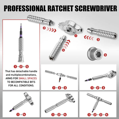 Precision 66in1 magnetic ratchet screwdriver set Detachable T-handle magneticizer Fix furniture, electronics & bicycle