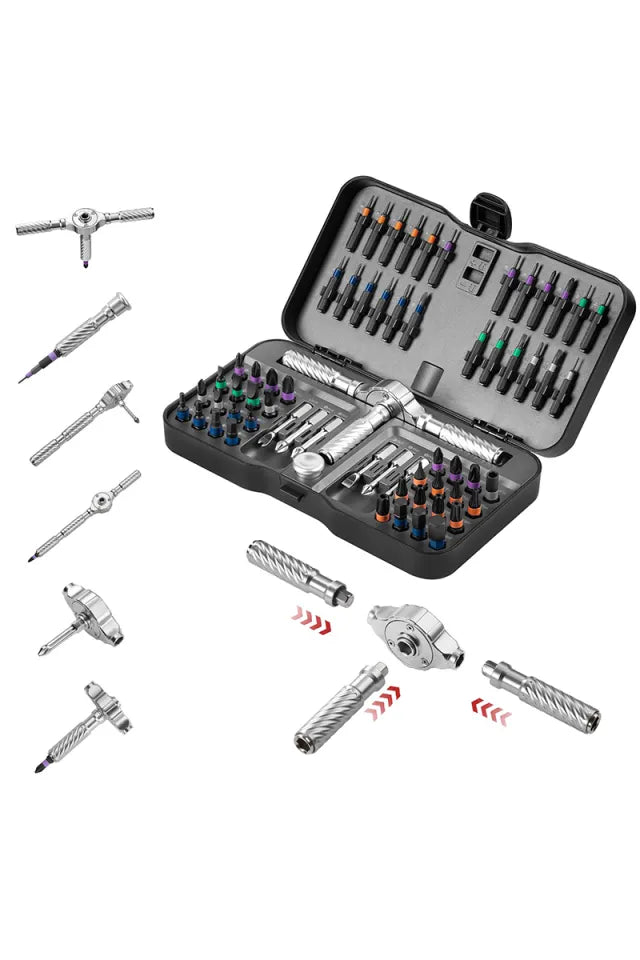 Precision 66in1 magnetic ratchet screwdriver set Detachable T-handle magneticizer Fix furniture, electronics & bicycle